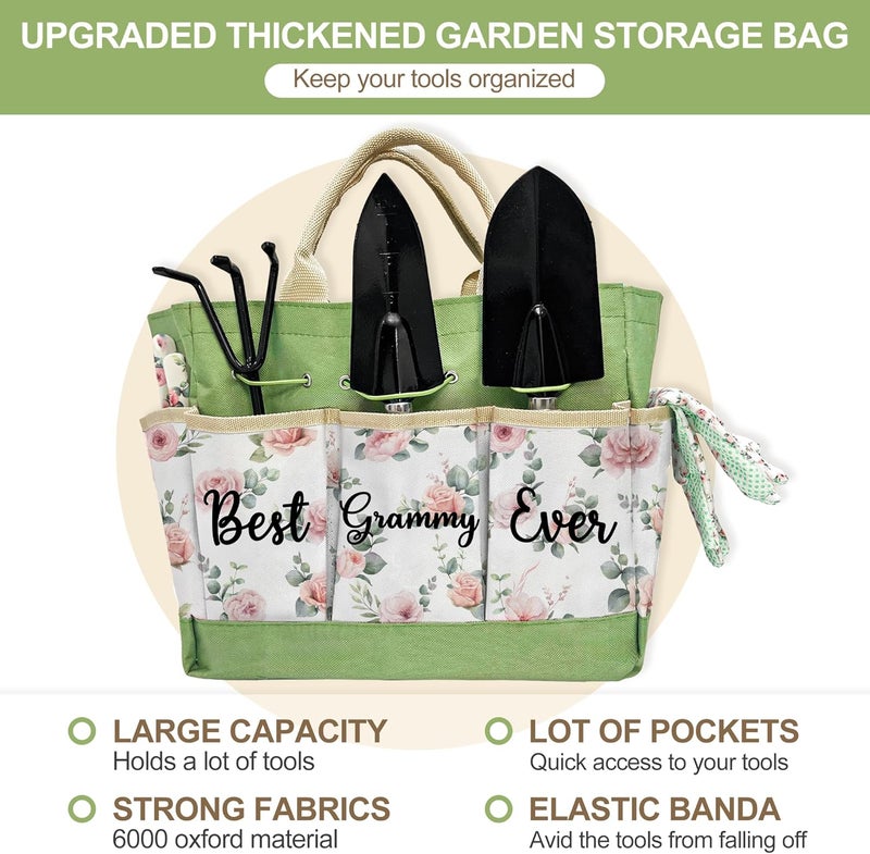 Taesun Gifts for Grammy Christmas, Gardening Kit Grammy Gifts from Grandkids Floral Gardening Tools and Durable Garden Tools Organizer Tote, Ideal Gardening Gift for Women on Birthday Plant Lover Present - Image 2
